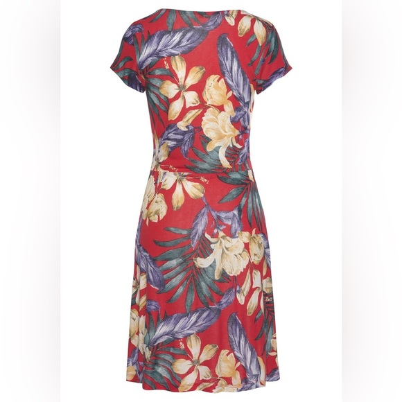 Lascana by Venus Red Tropical Pattern V-Neck Dress - Picture 3 of 3